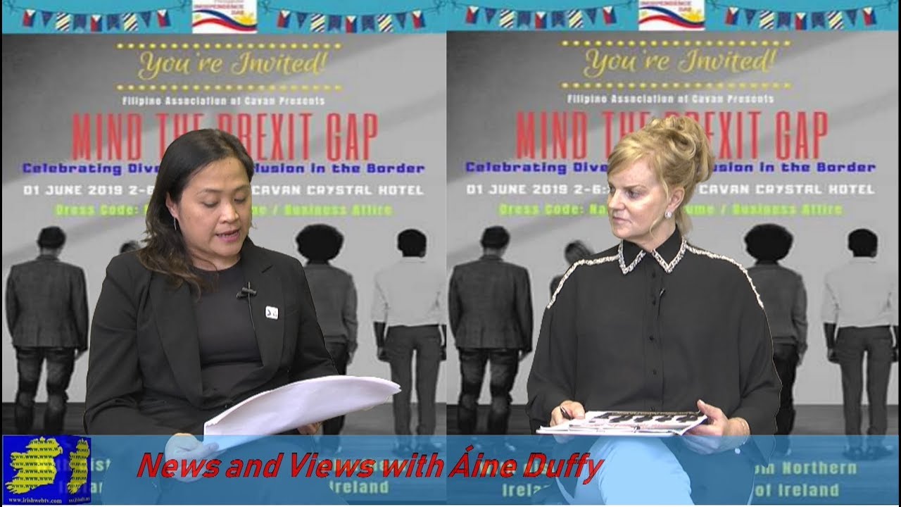 Aine Duffy meets Vanda Brady Filipino Association about Mind The Brexit Gap Cavan Crystal 1st June